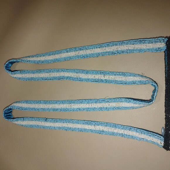 India Handcrafted Christiana Bead Crossbody Bag Black White Geometric Pattern Bl - Picture 9 of 14